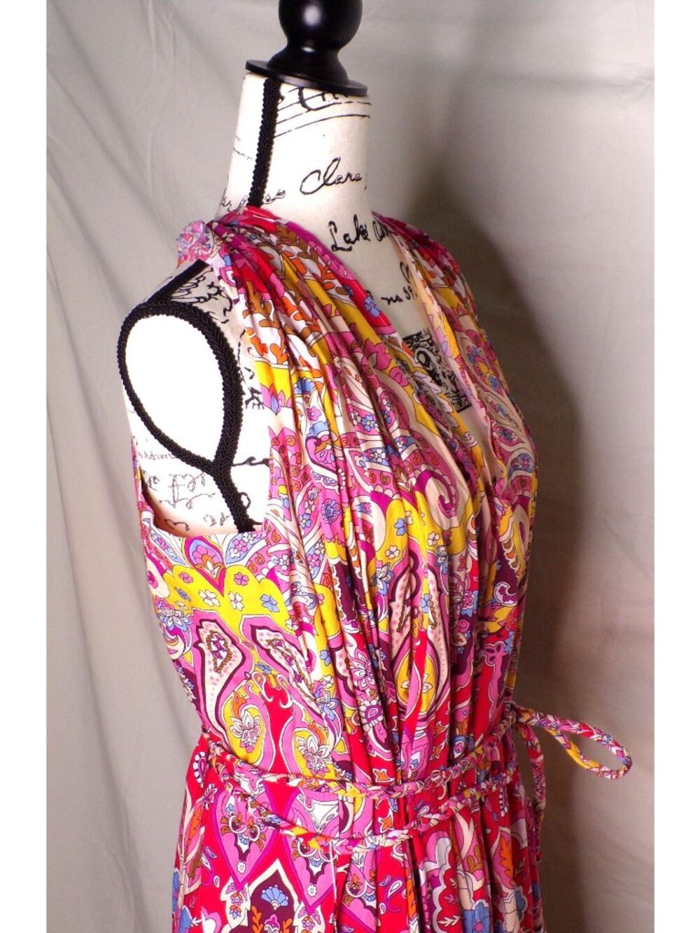 Mille Marilyn Paisley Halter Neck Full Skirt Midi Dress Cotton Medium EUC - Picture 8 of 13